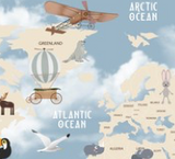 Mapa del mundo Aviones y Animales