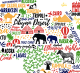 Mapa del Mundo Tipográfico a color