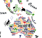 Mapa del Mundo Tipográfico a color