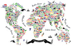 Mapa del Mundo Tipográfico a color